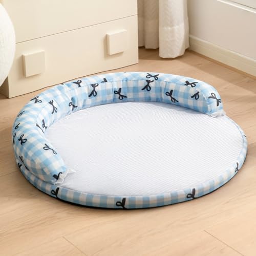 Rundes kühlendes Haustierbett – 4-Jahreszeiten-Hunde- und Katzenmatte mit abnehmbarem, waschbarem Bezug, hochelastischer Schwamm + PP-Baumwolle, 6 niedliche Designs (40 cm/50 cm/60 cm) (Springtime von Rocky Green