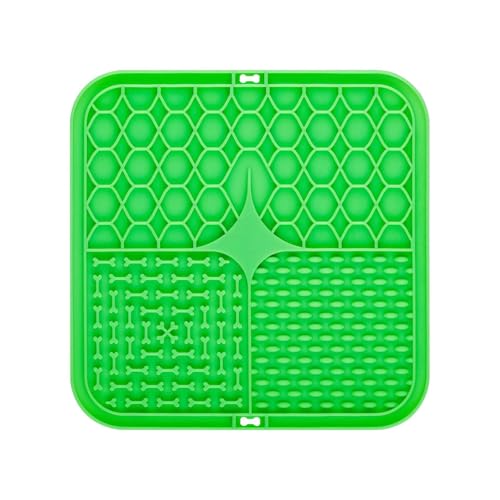 Silikonmatte für langsames Füttern, rutschfeste Leckmatte mit 60 Saugnäpfen, 3-Zonen-Design, tragbare Haustier-Futtermatte (20 cm, 5 Farben) (grün) von Rocky Green