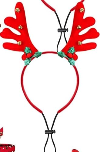 Weihnachts-Rentiergeweih-Haustier-Stirnband mit Glocke – 4 festliche Stile, weiches Haustierkostüm, Kopfbedeckung für Katzen und Hunde (1) von Rocky Green