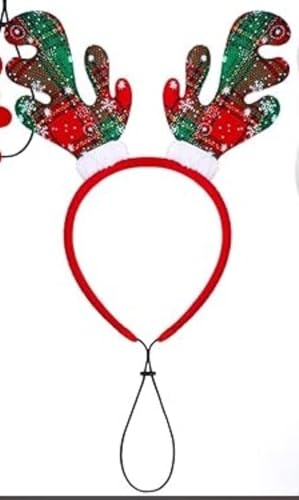 Weihnachts-Rentiergeweih-Haustier-Stirnband mit Glocke – 4 festliche Stile, weiches Haustierkostüm, Kopfbedeckung für Katzen und Hunde (3) von Rocky Green