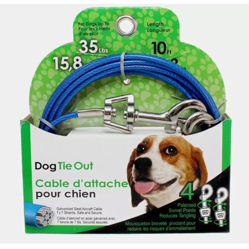 Rocky Mountain Goods Hundeleinenkabel – Stahlseil für mittelgroße Hunde bis zu 15,9 kg – 4 Drehpunkte zur Reduzierung von Verheddern – starke Vinylbeschichtung – leicht zu öffnende, drehbare Clips (3 Rocky Mountain Goods Hundeleinenkabel – Stahlseil für mittelgroße Hunde bis zu 15,9 kg – 4 Drehpunkte zur Reduzierung von Verheddern – starke Vinylbeschichtung – leicht zu öffnende, drehbare Clips (3 von Rocky Mountain Goods