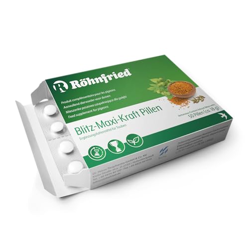 Röhnfried – Blitz-Maxi-Kraft-Pillen | Ausdauer und Fluggeschwindigkeit für Ihre Tauben | Konzentrierte, naturreine Energie von Blütenpollen, Bierhefe und Sternanis (50 Stück) von Röhnfried