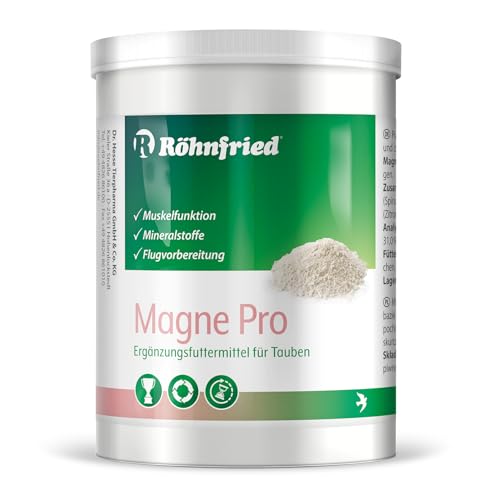 Röhnfried MagnePro - 500g Dose als Pulver | zur Vorbeuge vor Muskelverkrampfungen | Ergänzungsfuttermittel für Brieftauben vorm Flug | mit wichtigen Mineralstoffen wie Calcium, Natrium & Magnesium von Röhnfried