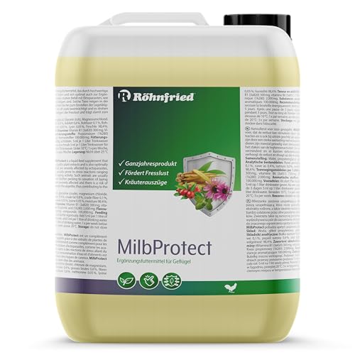 Röhnfried MilbProtect 5 L I Vor- & Nach Milbenbefal I Ergänzungsfuttermittel für Geflügel I fördert Fresslust I Kräuter I Ganzjahresprodukt von Röhnfried