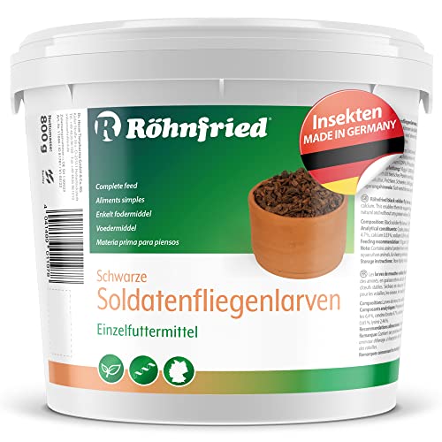 Röhnfried Soldatenfliegenlarven getrocknet - 800 g - Protein & Kalzium reich - hochwertiges Hühner Futter, auch für Wachtel, Koi Futter, Fischfutter oder Insekten Vogelfutter - getrocknete Insekten von Röhnfried