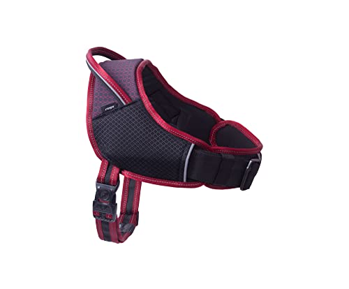 Rogz Airtech Sport-Hundegeschirr, Größe M/L, 50-63 cm, Brustweite verstellbar, Rockrot von Rogz