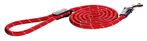 Reflective Rope Dog Control Leash for Medium Dogs, 1/3" Wide, 6' Long, Red von Rogz