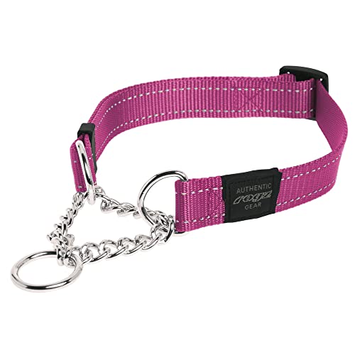 Reflektierendes Nylon-Choke-Halsband; Slip-Show-Gehorsamkeitstraining, sanftes Halsband für mittelgroße Hunde, Rosa von Rogz