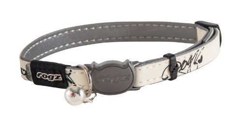 ROGZ CB09-A Halsband Cat Reflective Glow-in-The-Dark, S, weiß/Schwarz von Rogz