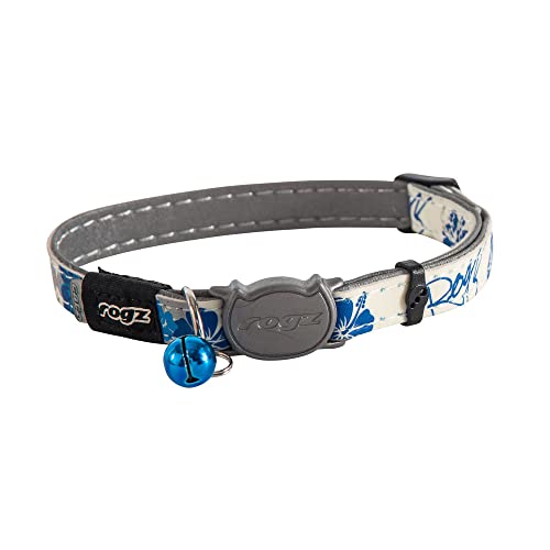 ROGZ CB09-B Halsband Cat Reflective Glow-in-The-Dark, S, weiß/blau von Rogz