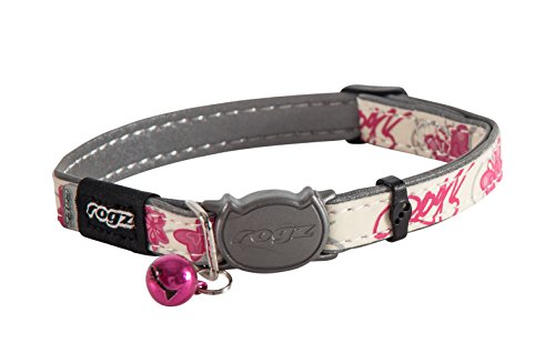 ROGZ CB09-K Halsband Cat Reflective Glow-in-The-Dark, S, weiß/rosa von Rogz
