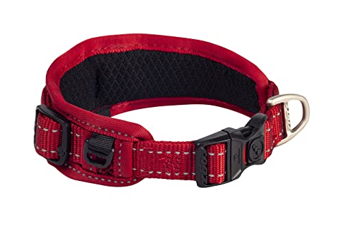 Rogz Classic Hundehalsband, gepolstert, reflektierend, Größe L, Rot von Rogz