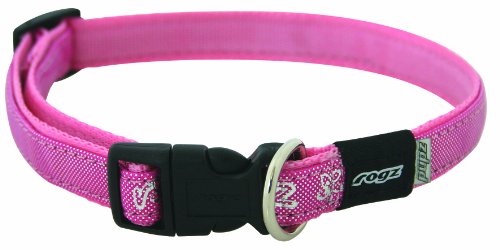 Rogz Pupz Zing Hundehalsband, verstellbar, mit Reißverschluss, Größe XS, 1,4 cm, Pink von Rogz