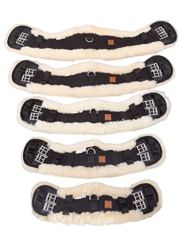 Rohn Moden Lammfell Sattelgurt Mady, Kurzgurt mit anatomischer, konkaver Sichelform für Ellenbogenfreiheit, Mondgurt für Wander-, Dressur- oder Vielseitigkeitssattel, Verschiedene Größen (70 cm) von Rohn Moden