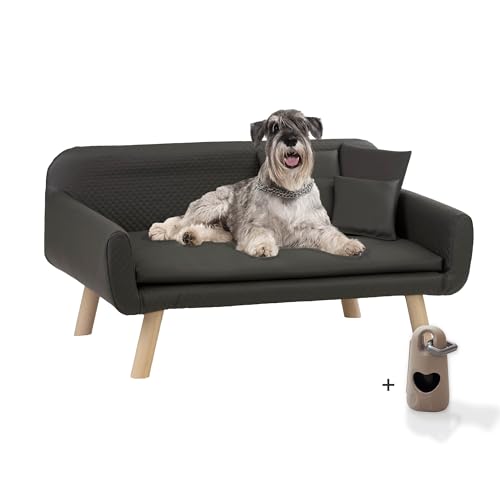 Rohrschneider® Hundesofa | Hundebett Leder| Hundecouch| Mini Sofa für Hunde| Hundebett XXL| Kuschelbett Hund von Rohrschneider