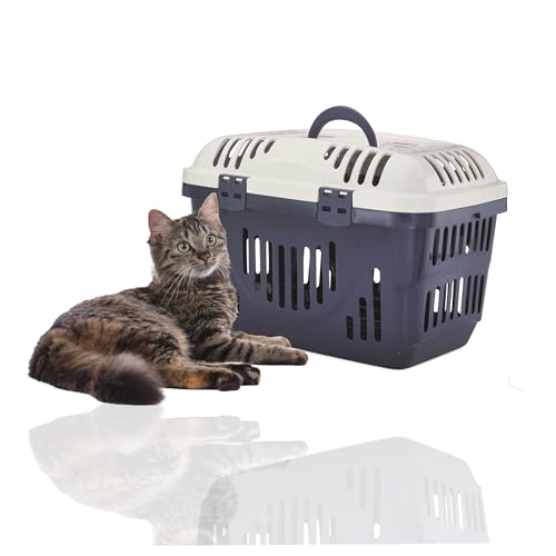 Rohrschneider® Katzen Transportbox | Transportbox Katze | Tierbox | Transportbox mit Griff| Katzenbox | Transportbox Katze groß (Blau) von Rohrschneider