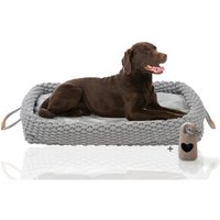 Rohrschneider ® Flauschiges Tierbett inkl. Gratis-Beigabe, Körbchen in Flechtoptik L von Rohrschneider