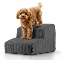 Rohrschneider ® Haustiertreppe mit rutschfester Unterseite und abnehmbarem Cordbezug dunkelgrau von Rohrschneider