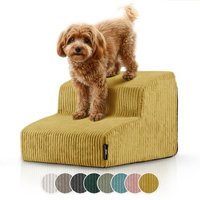 Rohrschneider ® Haustiertreppe mit rutschfester Unterseite und abnehmbarem Cordbezug gelb von Rohrschneider