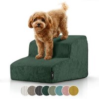 Rohrschneider ® Haustiertreppe mit rutschfester Unterseite und abnehmbarem Cordbezug grün von Rohrschneider