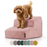 Rohrschneider ® Haustiertreppe mit rutschfester Unterseite und abnehmbarem Cordbezug rosa von Rohrschneider