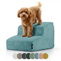 Rohrschneider ® Haustiertreppe mit rutschfester Unterseite und abnehmbarem Cordbezug türkis von Rohrschneider