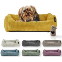Rohrschneider ® Hundebett waschbar für kleine Hunde mit Hundekissen Cord (ca. 55x42 cm) inkl. Gassibeutel von Rohrschneider