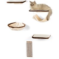 Rohrschneider ® Katzen-Kletterwand 6-teilig beige-braun von Rohrschneider