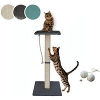 Rohrschneider ® Katzenbaum Emmi mit Vollholz-Holm und Gratis-Beigabe dunkelgrau 45 cm, 45 cm, 97 cm von Rohrschneider