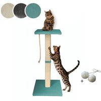 Rohrschneider ® Katzenbaum Emmi mit Vollholz-Holm und Gratis-Beigabe türkis 45 cm, 45 cm, 97 cm von Rohrschneider