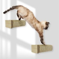 Rohrschneider ® Katzentreppe, Wandelement für Katzen mit starkem Sisalseil, 2-er Set natur / beige von Rohrschneider