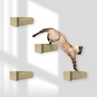 Rohrschneider ® Katzentreppe, Wandelement für Katzen mit starkem Sisalseil, 4-er Set natur / beige von Rohrschneider