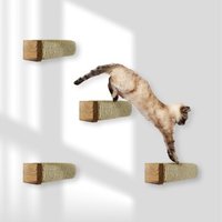 Rohrschneider ® Katzentreppe, Wandelement für Katzen mit starkem Sisalseil, 4-er Set sandbraun von Rohrschneider