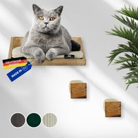 Rohrschneider ® Kletterwand Massiv, Wandelement, Katzenbett mit 2 Katzentreppen, waschbares Kissen beige von Rohrschneider