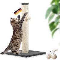 Rohrschneider ® Kratzbaum L, mit Katzenspielzeug, Bodenplatte mit Cordbezug dunkelgrau 36 cm, 64 cm, 36 cm von Rohrschneider