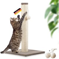 Rohrschneider ® Kratzbaum L, mit Katzenspielzeug, Bodenplatte mit Cordbezug taupe 36 cm, 64 cm, 36 cm von Rohrschneider