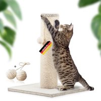 Rohrschneider ® Kratzbaum XL, extra dicke Kratzsäule Ø 12 cm, mit Spielzeug, Bodenplatte mit Cordbezug beige 40 cm, 40 cm, 54 cm von Rohrschneider