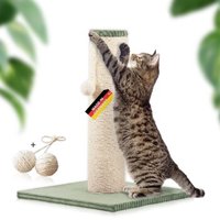 Rohrschneider ® Kratzbaum XL, extra dicke Kratzsäule Ø 12 cm, mit Spielzeug, Bodenplatte mit Cordbezug hellgrün 40 cm, 40 cm, 54 cm von Rohrschneider