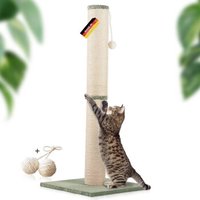 Rohrschneider ® Kratzbaum XL, extra dicke Kratzsäule Ø 12 cm, mit Spielzeug, Bodenplatte mit Cordbezug hellgrün 45 cm, 45 cm, 1,07 m von Rohrschneider