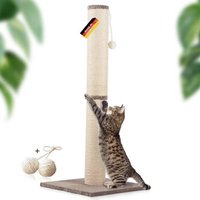 Rohrschneider ® Kratzbaum XL, extra dicke Kratzsäule Ø 12 cm, mit Spielzeug, Bodenplatte mit Cordbezug taupe 45 cm, 45 cm, 1,07 m von Rohrschneider