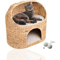 Rohrschneider ® Premium Katzenhöhle aus Wasserhyazinthe mit Gratis-Beigabe von Rohrschneider