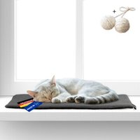 Rohrschneider ® Selbstwärmende Katzendecke, Fensterliege mit rutschfester Unterlage dunkelgrau 60 cm, 2 cm, 29 cm von Rohrschneider