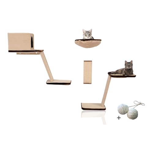 Rohrschneider 8-teiliges Kletterwand-Set für Katzen inkl. 2 Spielkugeln, Beige/Braun - Platzsparend & Unterhaltsam Rohrschneider 8-teiliges Kletterwand-Set für Katzen inkl. 2 Spielkugeln, Beige/Braun - Platzsparend & Unterhaltsam von Rohrschneider