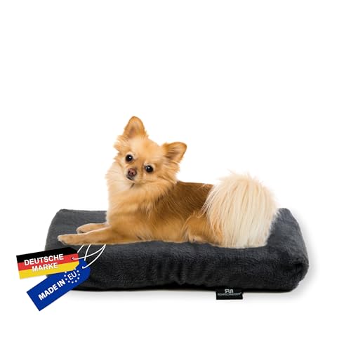 Rohrschneider Flauschiges Hundebett für kleine, mittelgroße & Grosse Hunde | Made in EU | atmungsaktives Hundekissen mit Anti-Rutsch | Hundematte | Katzenbett | Gr. 1 (Dunkelgrau, 47 x 30 x 7 cm) von Rohrschneider