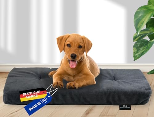 Rohrschneider Flauschiges Hundebett für kleine, mittelgroße & Grosse Hunde | Made in EU | atmungsaktives Hundekissen mit Anti-Rutsch | Hundematte | Katzenbett | Gr. 2 (Dunkelgrau, 80 x 50 x 7 cm) von Rohrschneider