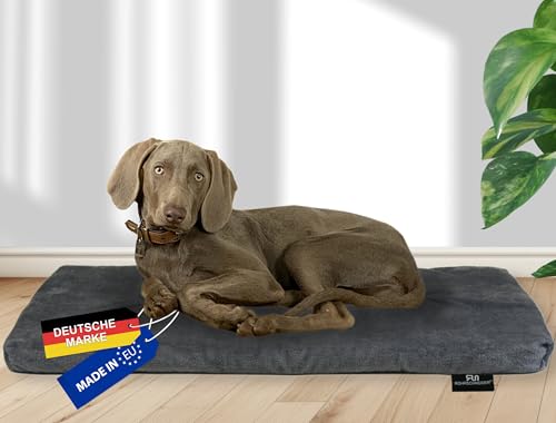 Rohrschneider Flauschiges Hundebett für kleine, mittelgroße & Grosse Hunde | Made in EU | atmungsaktives Hundekissen mit Anti-Rutsch | Hundematte | Katzenbett | Gr. 3 (Dunkelgrau, 120 x 70 x 7 cm) von Rohrschneider