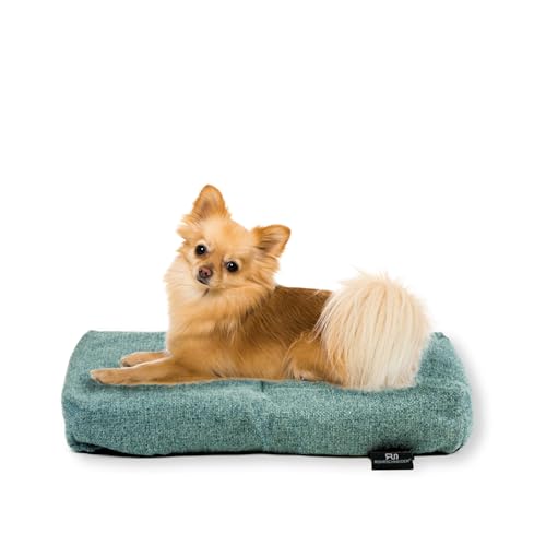 Rohrschneider Hundebett Made in EU | Hundematte mit Anti-Rutsch | strapazierfähiges Hundekissen kleine, mittelgroße & große Hunde | Katzenbett | inkl. Futternapf | Gr. 1 (türkis, 47 x 30 x H 7 cm) von Rohrschneider