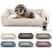 Rohrschneider Hundebett mit Gratis-Beigabe, waschbar, robuster Breit-Cordstoff beige von Rohrschneider