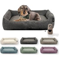 Rohrschneider Hundebett mit Gratis-Beigabe, waschbar, robuster Breit-Cordstoff grau von Rohrschneider