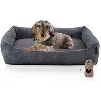 Rohrschneider Hundebett mit Gratis-Beigabe, waschbar, robuster Fein-Cordstoff anthrazit von Rohrschneider